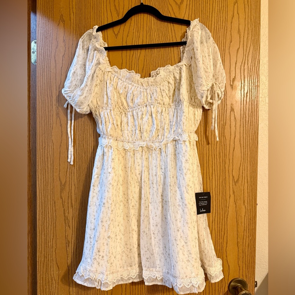 Lulu's Cream Floral Smocked Dress